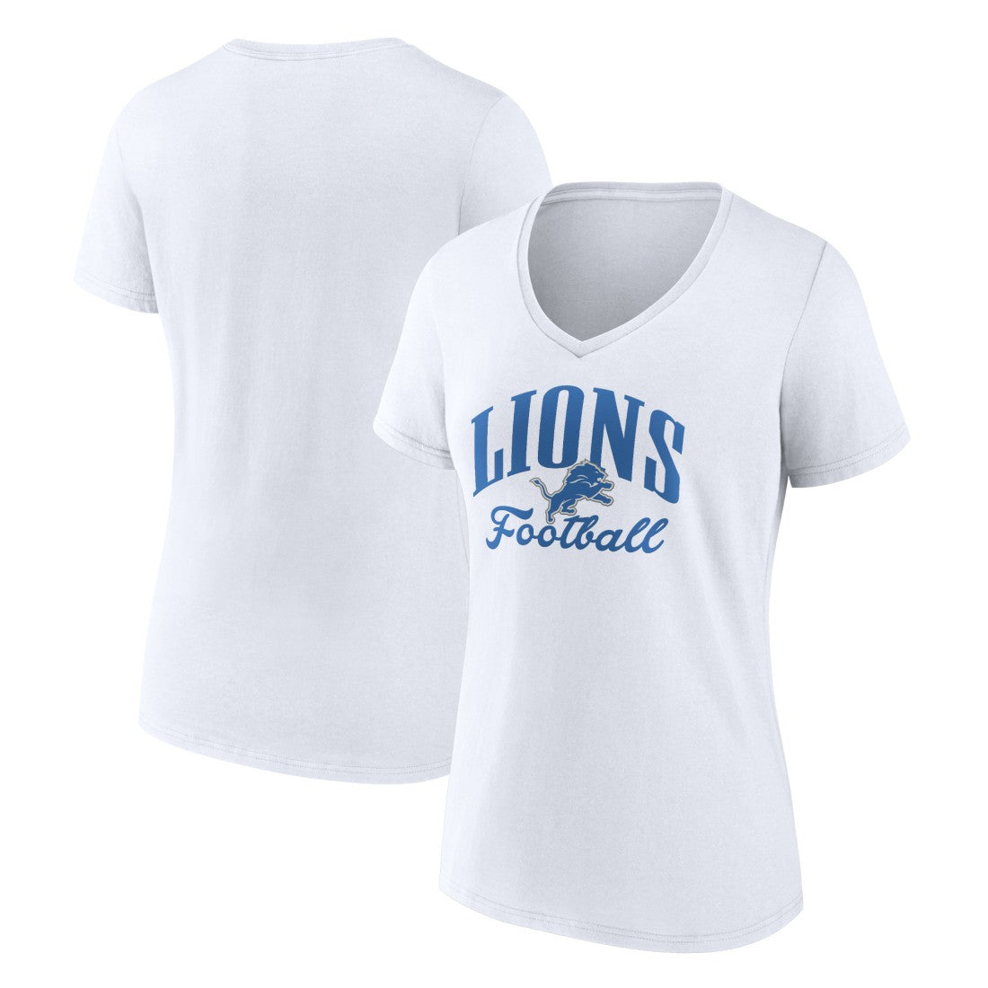 Detroit Lions Women's Victory Script V-Neck T-Shirt - White - NFL