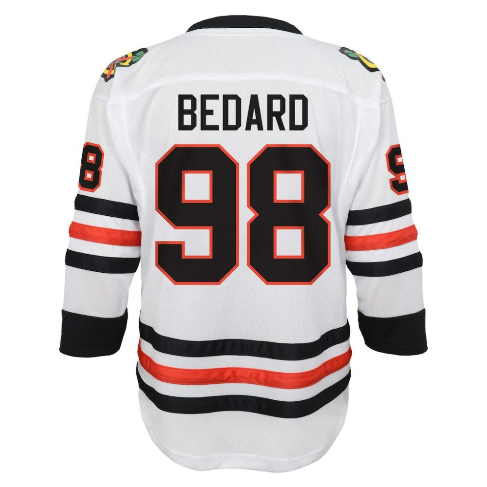 Connor Bedard Chicago Blackhawks Youth Away Replica Player Jersey - White | NHL Lifestyle