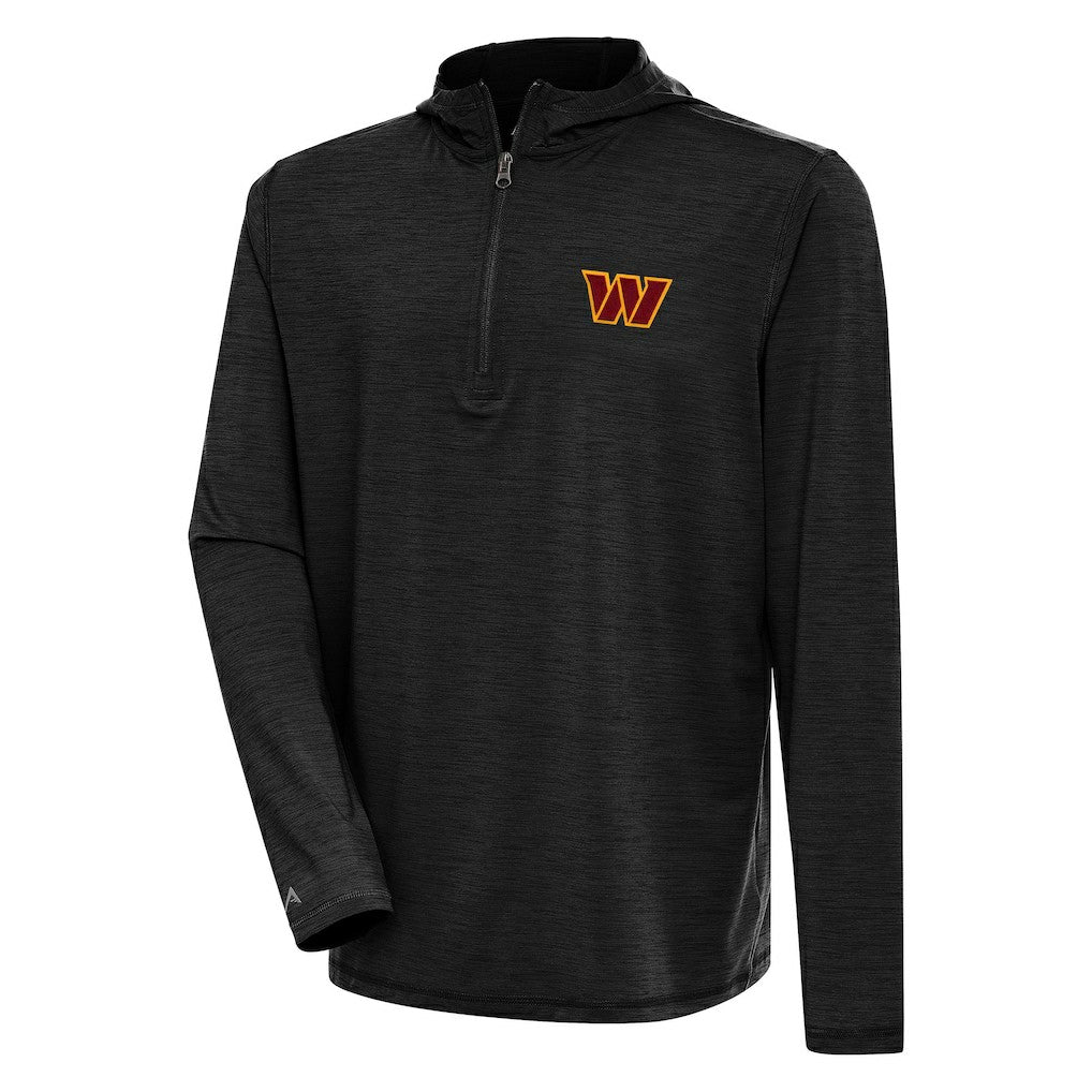 Washington Commanders Antigua Tidy Quarter-Zip Pullover Hoodie - Heather Black - NFL