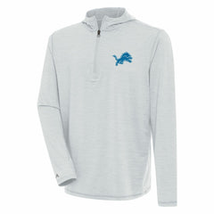 Detroit Lions Antigua Tidy Quarter-Zip Pullover Hoodie - Heather Gray - NFL