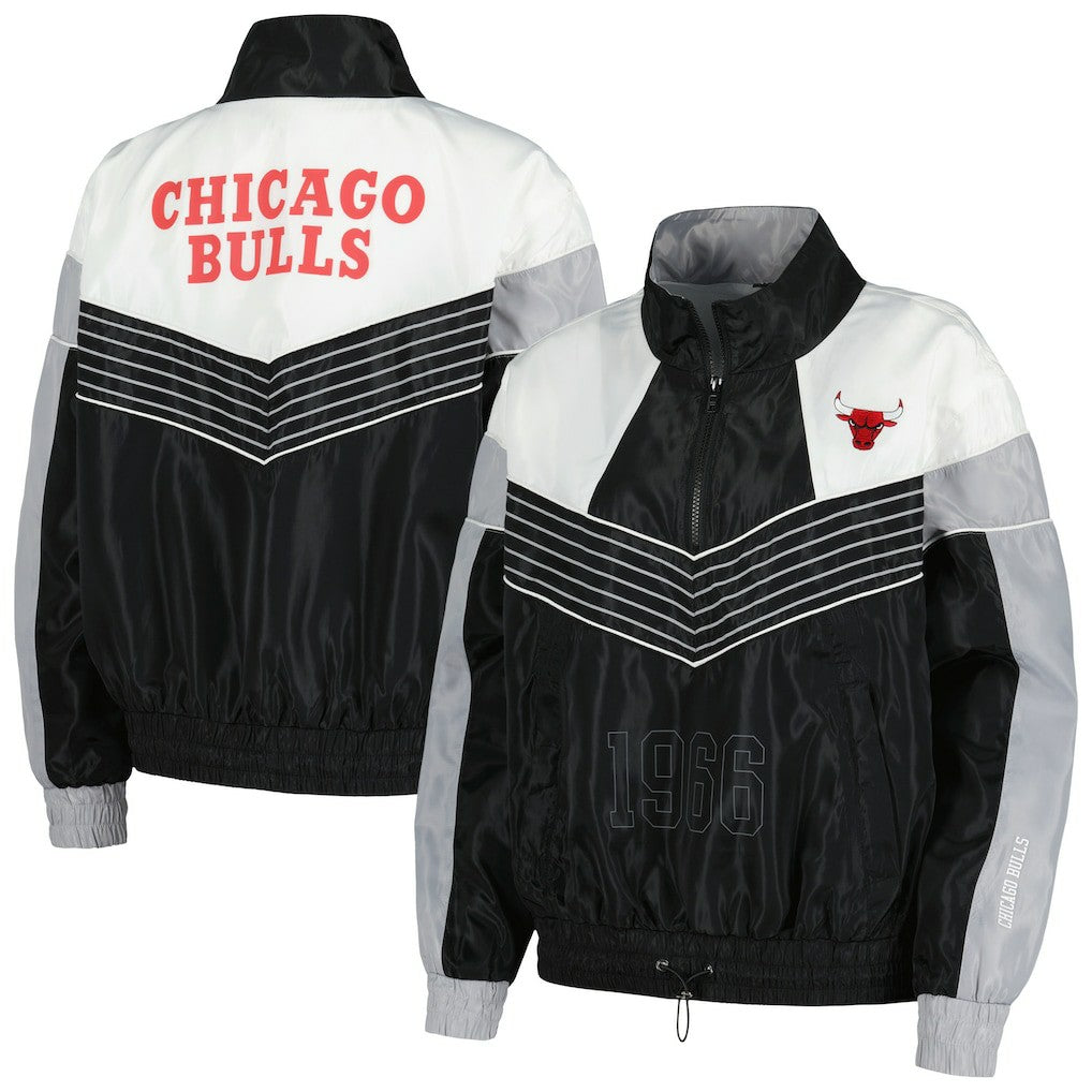 Chicago Bulls The Wild Collective Women's Courtside Half-Zip Track Jacket Black