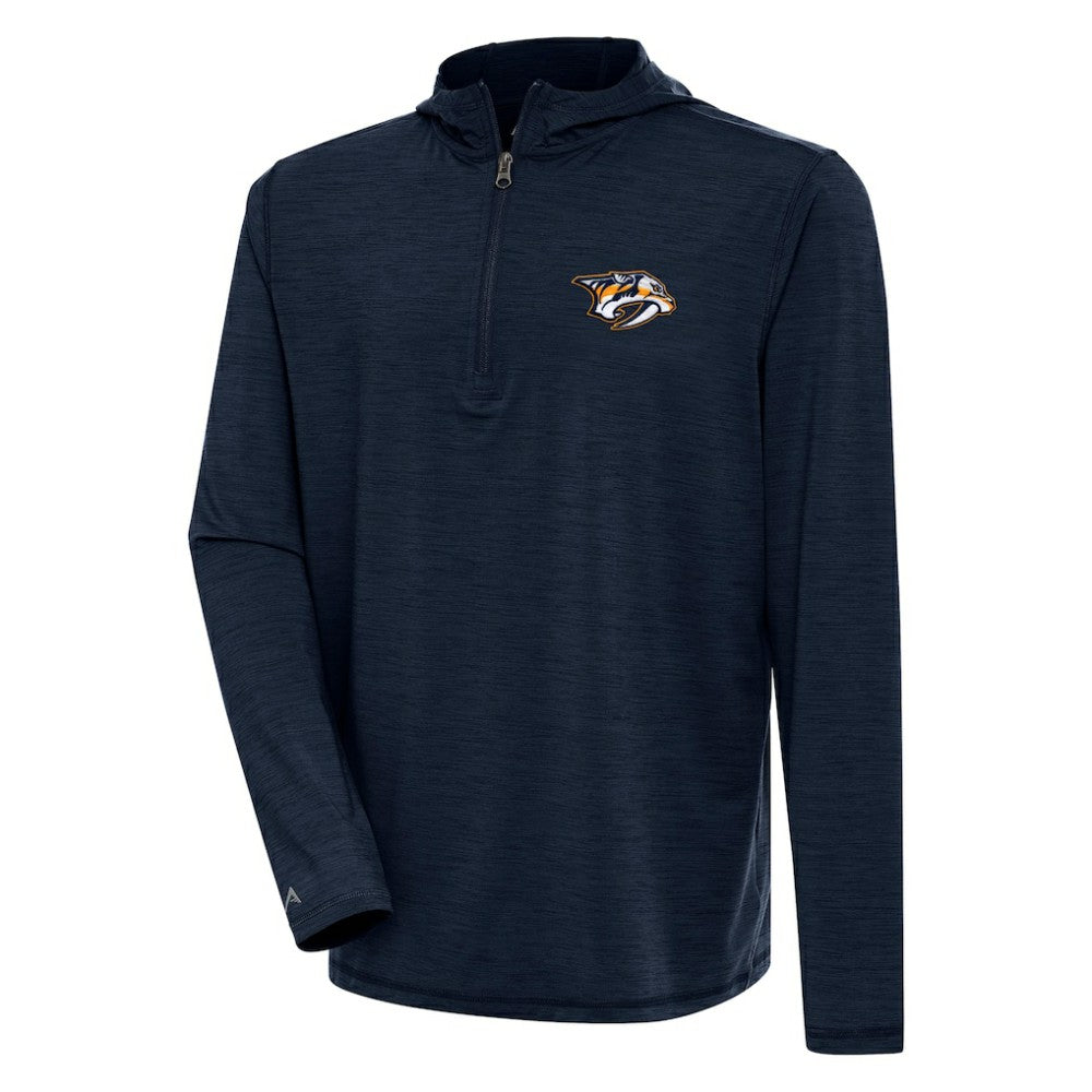 Nashville Predators Antigua Tidy Quarter-Zip Pullover Hoodie - Heather Navy | NHL Lifestyle