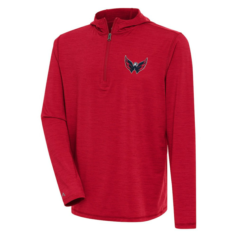 Washington Capitals Antigua Tidy Quarter-Zip Pullover Hoodie - Heather Red | NHL Clearance