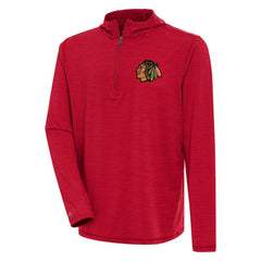 Chicago Blackhawks Antigua Tidy Quarter-Zip Pullover Hoodie - Heather Red | NHL discount