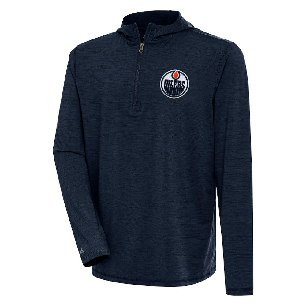 Edmonton Oilers Antigua Tidy Quarter-Zip Pullover Hoodie - Heather Navy | NHL on sale
