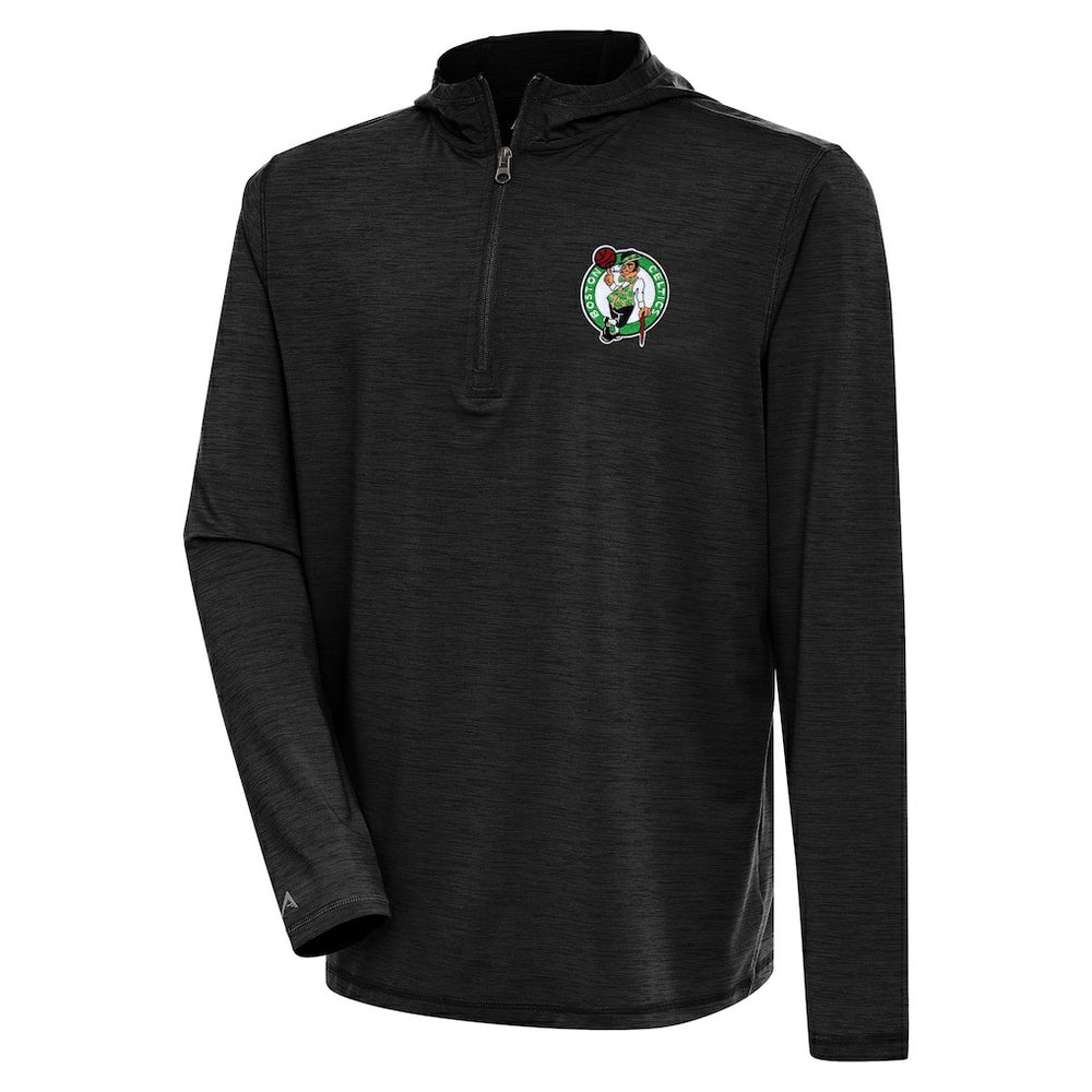 Boston Celtics Antigua Tidy Quarter-Zip Lightweight Pullover Top Heather Black