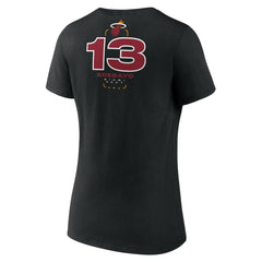 Bam Adebayo Miami Heat Women's Behind The Back Name & Number V-Neck T-Shirt Black