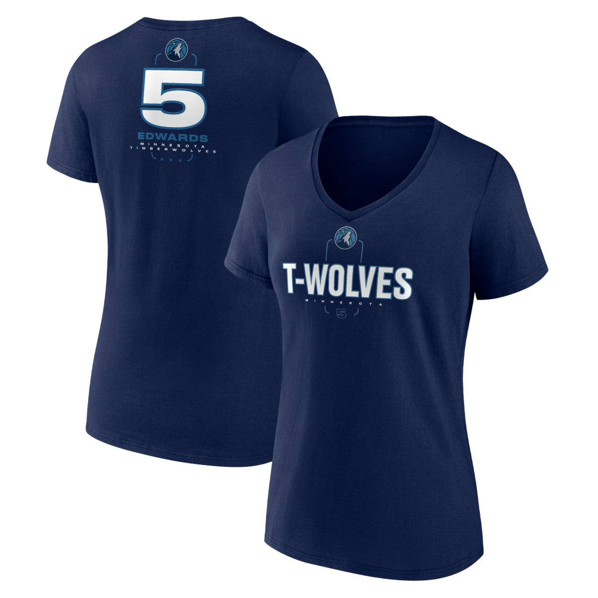 Anthony Edwards Minnesota Timberwolves Women's Behind The Back Name & Number V-Neck T-Shirt Navy