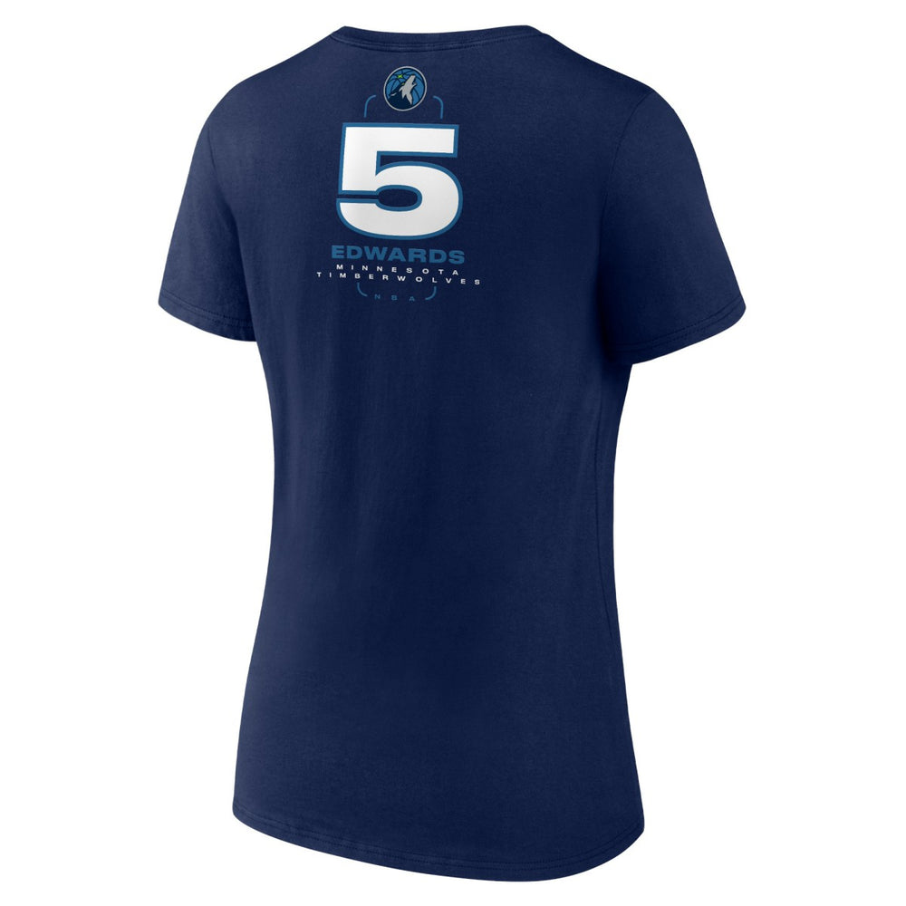 Anthony Edwards Minnesota Timberwolves Women's Behind The Back Name & Number V-Neck T-Shirt Navy