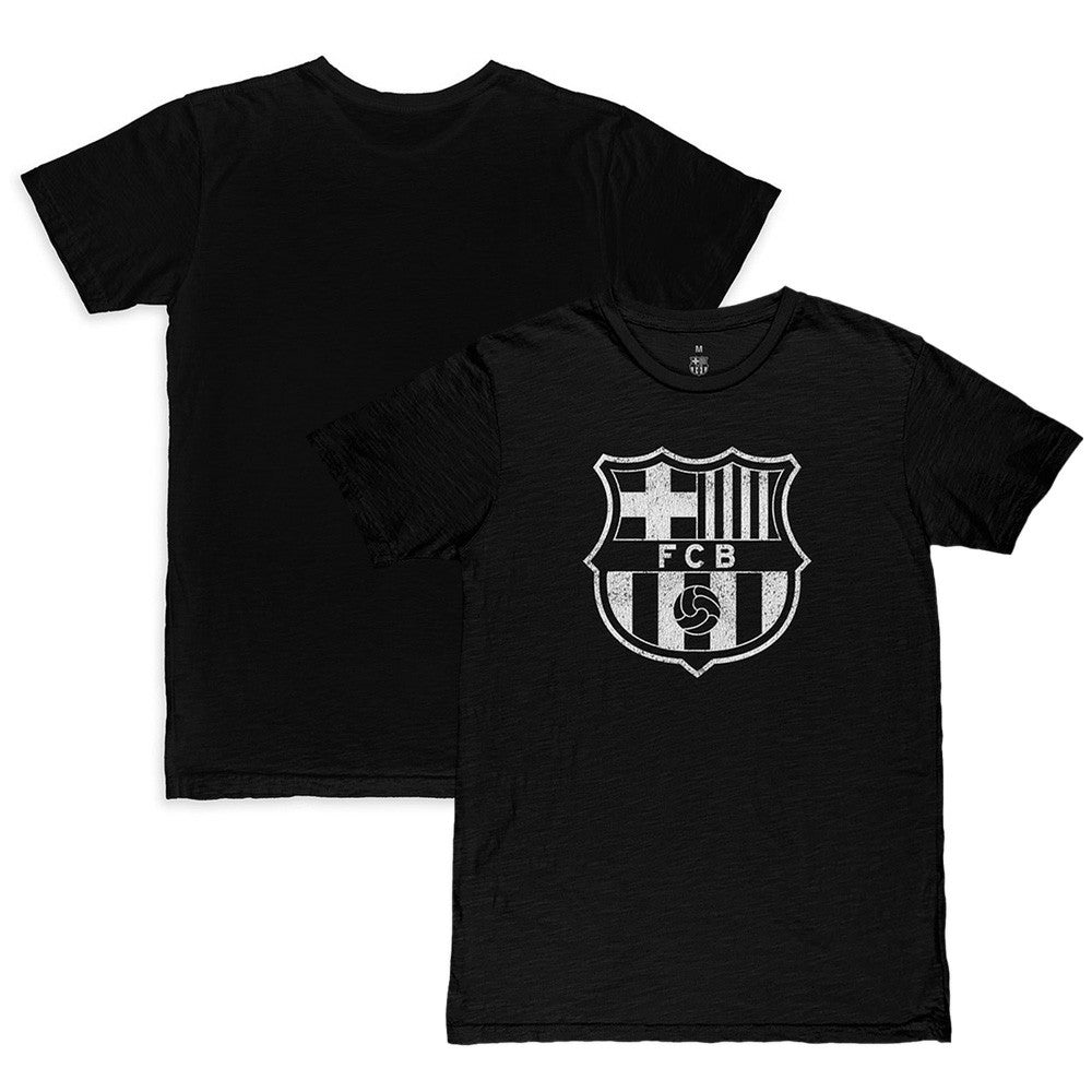 Barcelona 1863FC Mono Crest Slub T-Shirt Black