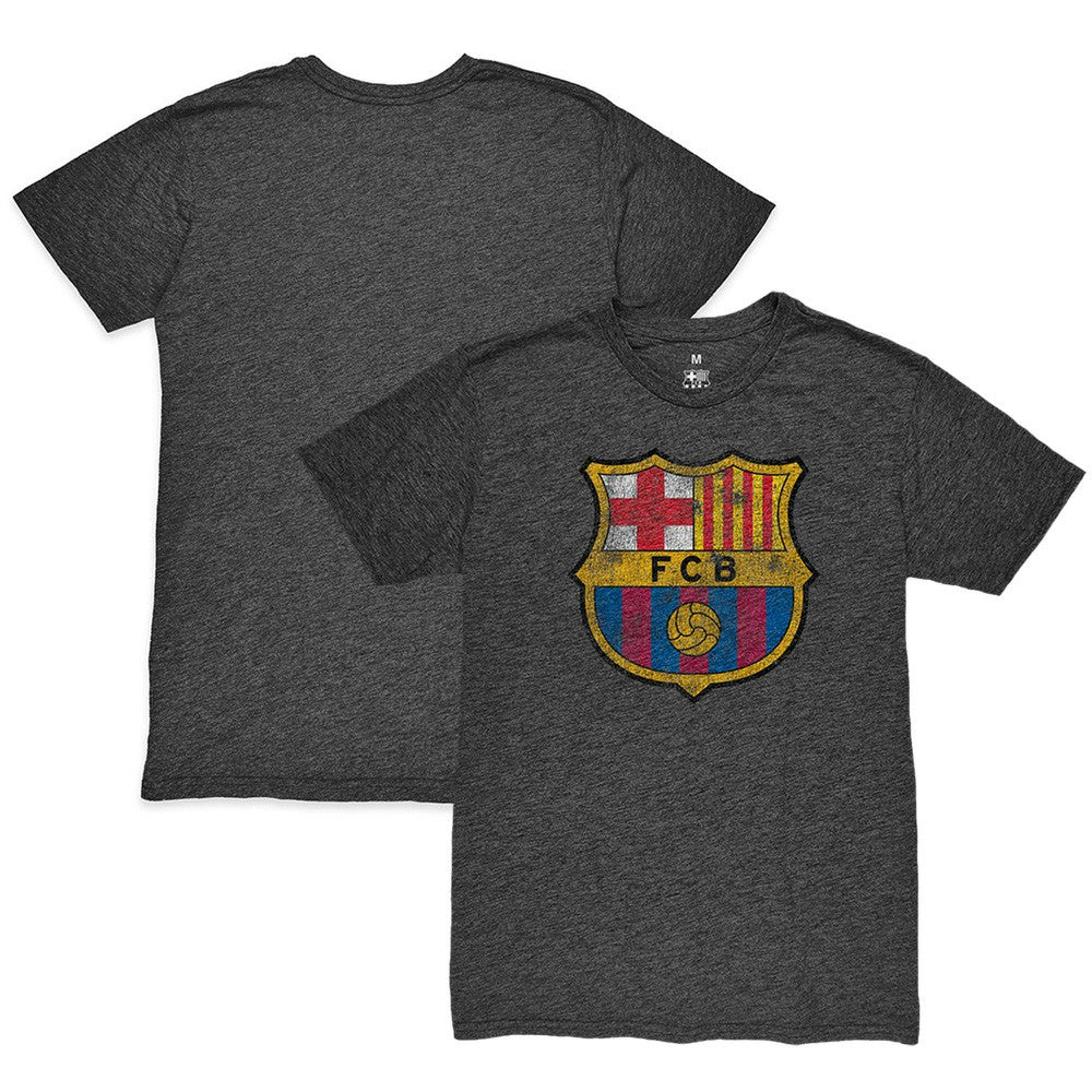Barcelona 1863FC Color Crest Twisted Tri-Blend Slub T-Shirt Heather Black