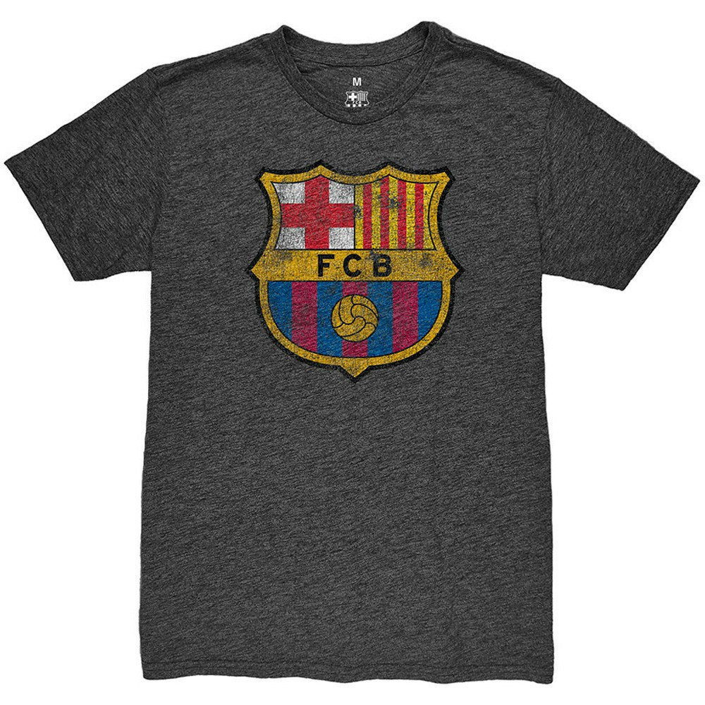 Barcelona 1863FC Color Crest Twisted Tri-Blend Slub T-Shirt Heather Black