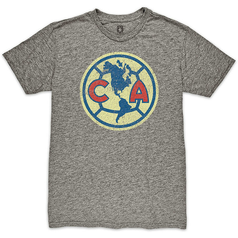 Club America 1863FC Color Crest Twisted Tri-Blend Slub T-Shirt Heather Gray