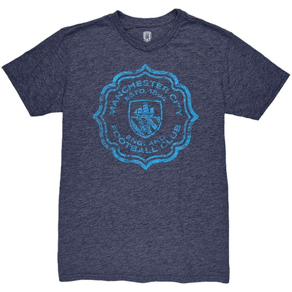Manchester City 1863FC Retro Flourish Twisted Tri-Blend Slub T-Shirt Heather Navy