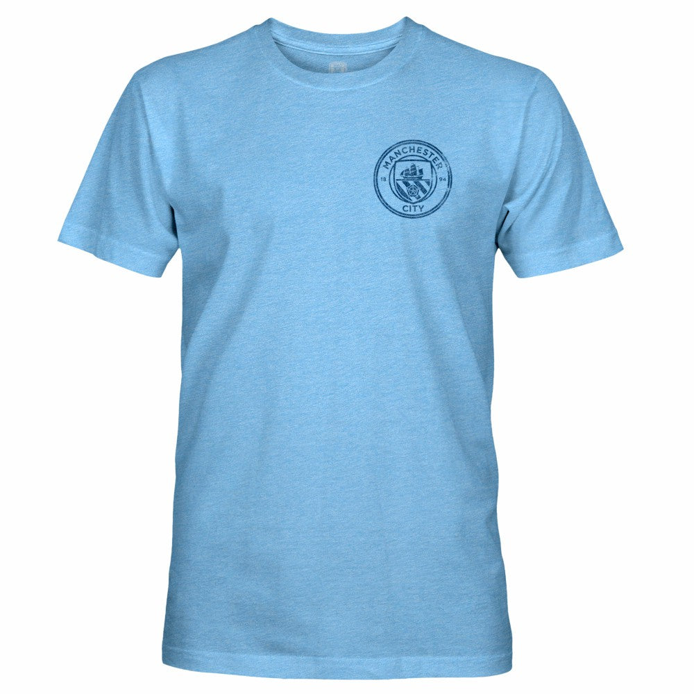 Manchester City 1863FC Front Back Text Twisted Tri-Blend Slub T-Shirt Sky Blue
