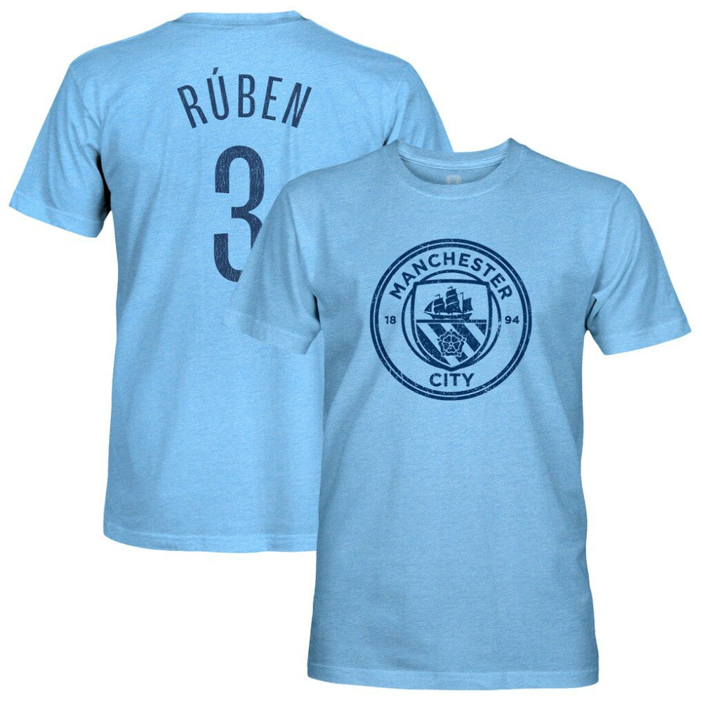 Rúben Dias Manchester City 1863FC Player Name & Number Twisted Tri-Blend Slub T-Shirt Sky Blue