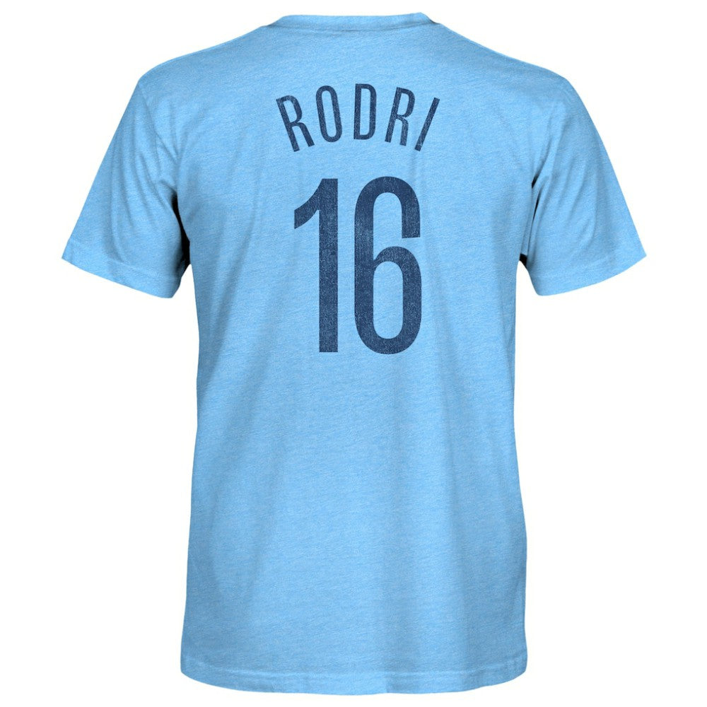 Rodrigo Manchester City 1863FC Player Name & Number Twisted Tri-Blend Slub T-Shirt Sky Blue