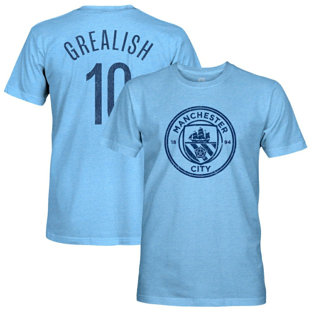 Jack Grealish Manchester City 1863FC Player Name & Number Twisted Tri-Blend Slub T-Shirt Sky Blue