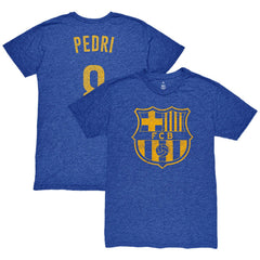 Pedri Barcelona 1863FC Player Name & Number Twisted Tri-Blend Slub T-Shirt Heather Royal