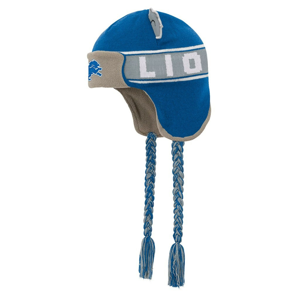 Detroit Lions Youth Wordmark Ears Trooper Knit Hat - Blue - NFL