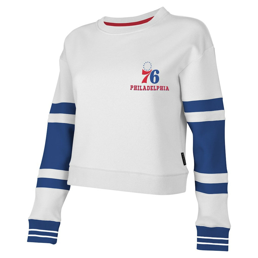 Philadelphia 76ers Stadium Essentials Women's Scrimmage Cropped Pullover Sweatshirt White