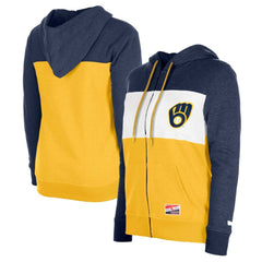 Milwaukee Brewers New Era Women's Color Block Full-Zip Hoodie Jacket for sale