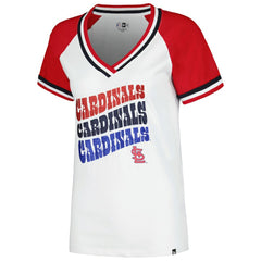 St. Louis Cardinals New Era Women's Jersey Double Binding Raglan V-Neck T-Shirt Discount