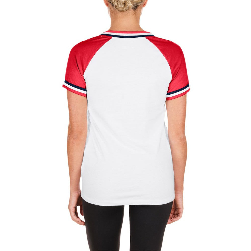 St. Louis Cardinals New Era Women's Jersey Double Binding Raglan V-Neck T-Shirt Discount