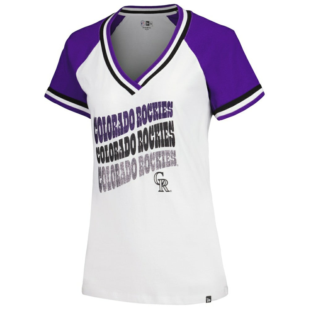 Colorado Rockies New Era Women's Jersey Double Binding Raglan V-Neck T-Shirt Online