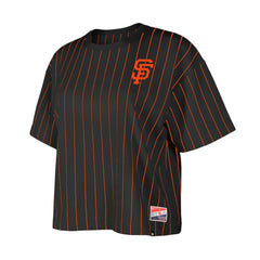 San Francisco Giants New Era Women's Boxy Pinstripe T-Shirt Sale