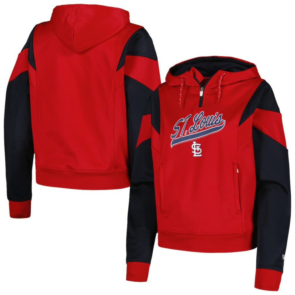 St. Louis Cardinals New Era Women's Color Block Fleece Quarter-Zip Hoodie Near Me