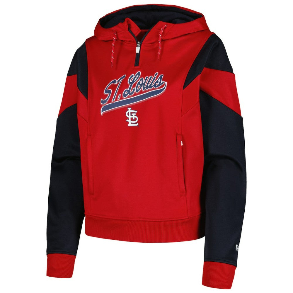 St. Louis Cardinals New Era Women's Color Block Fleece Quarter-Zip Hoodie Near Me