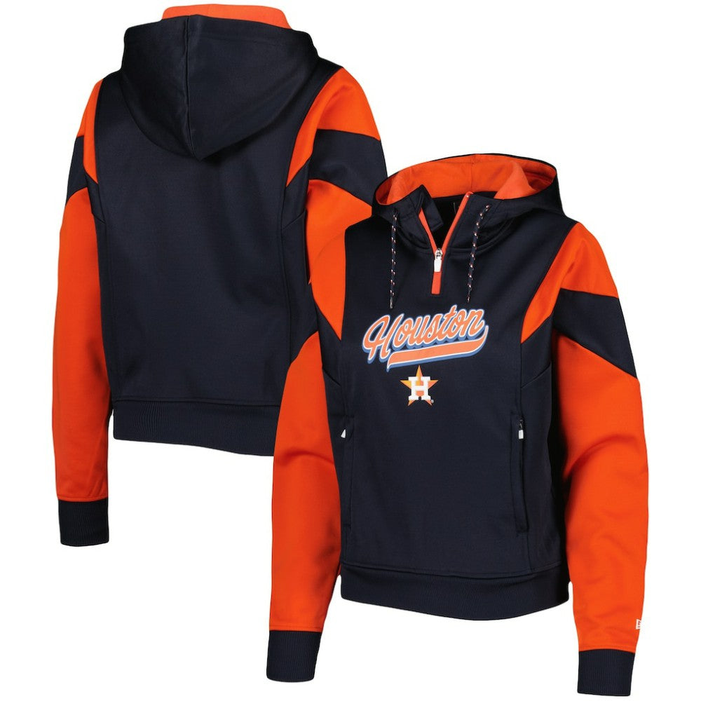 Houston Astros New Era Women's Color Block Fleece Quarter-Zip Hoodie Outlet