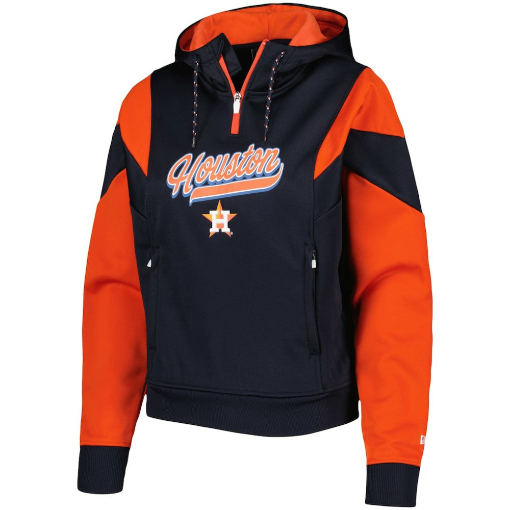 Houston Astros New Era Women's Color Block Fleece Quarter-Zip Hoodie Outlet