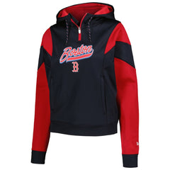Boston Red Sox New Era Women's Color Block Fleece Quarter-Zip Hoodie for sale