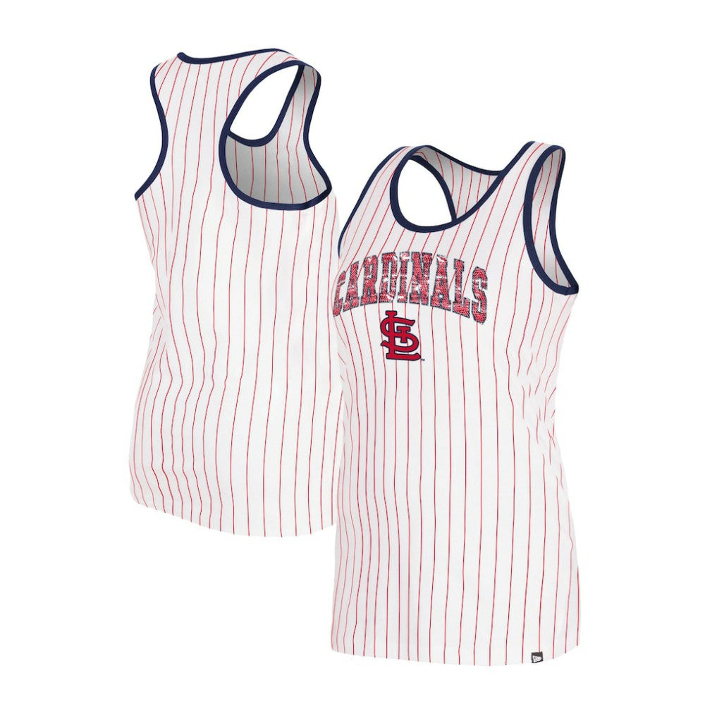 St. Louis Cardinals New Era Women's Sequin Pinstripe Racerback Tank Top Outlet