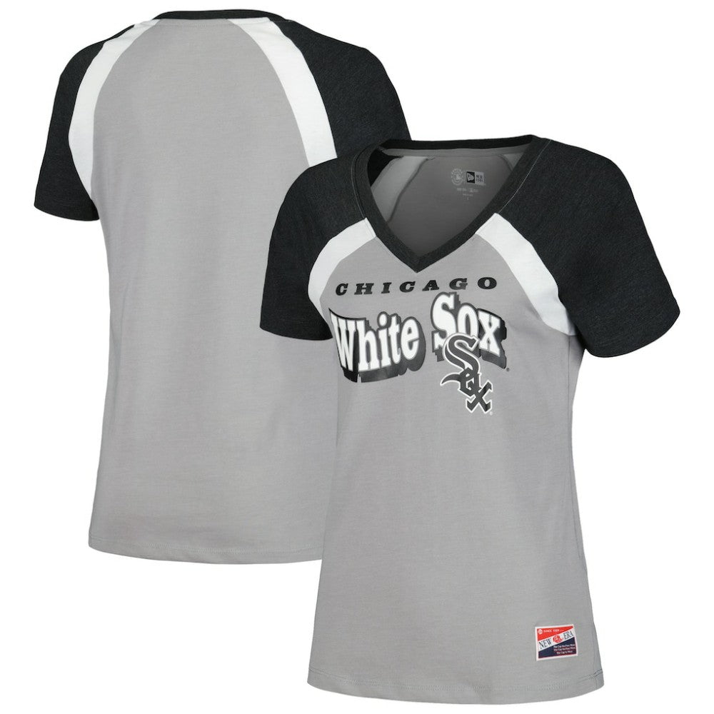 Chicago White Sox New Era Women's Heathered Raglan V-Neck T-Shirt Online
