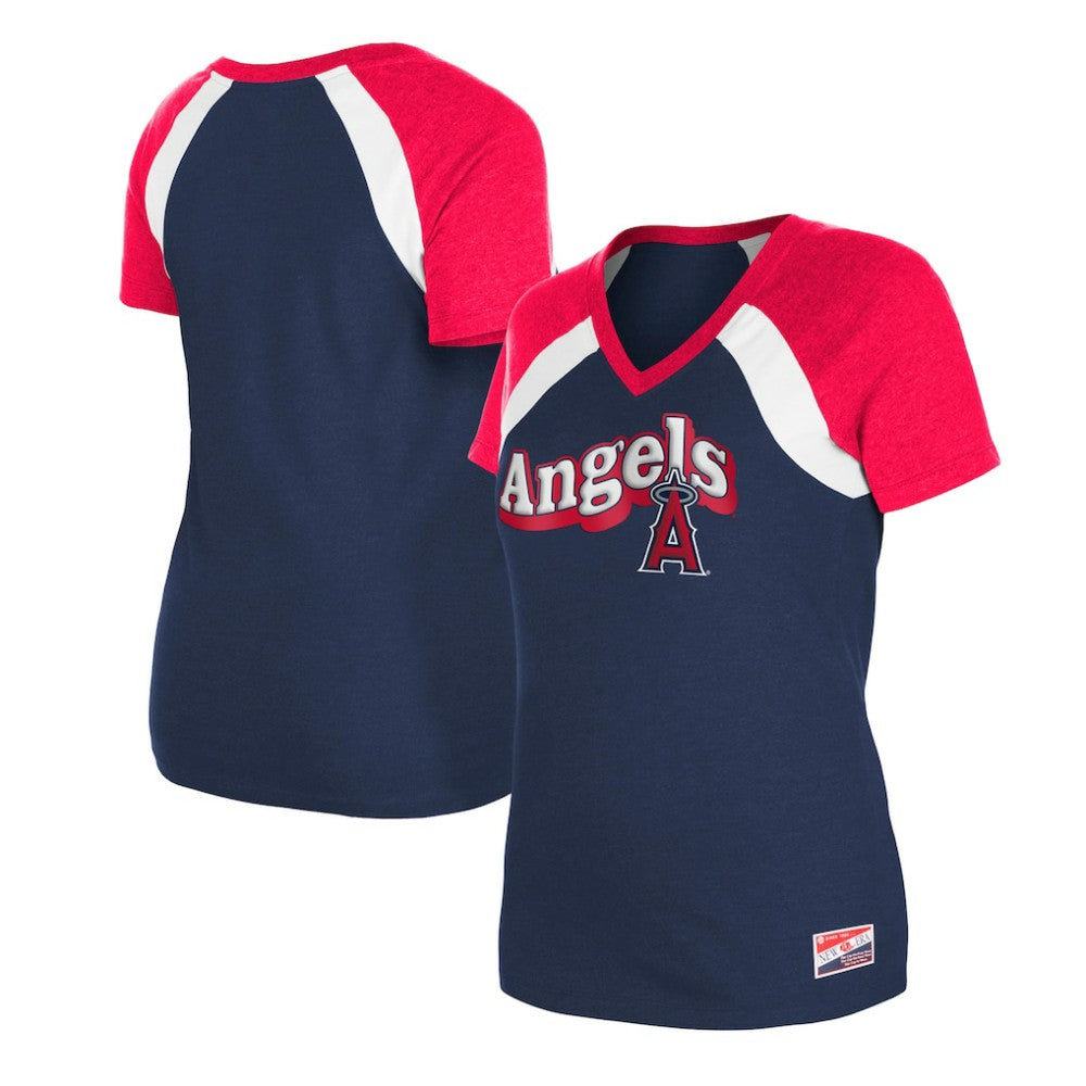 Los Angeles Angels New Era Women's Heathered Raglan V-Neck T-Shirt Discount