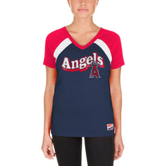 Los Angeles Angels New Era Women's Heathered Raglan V-Neck T-Shirt Discount