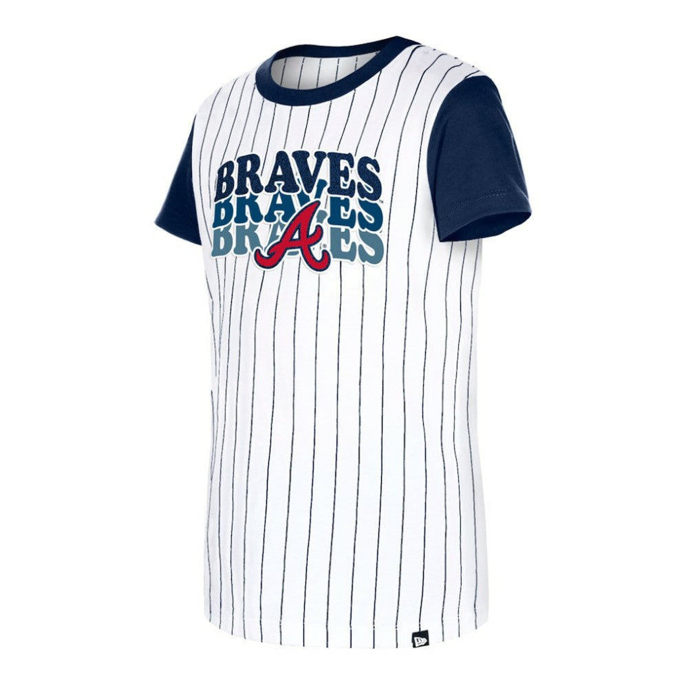 Atlanta Braves New Era Girls Youth Pinstripe T-Shirt Discount