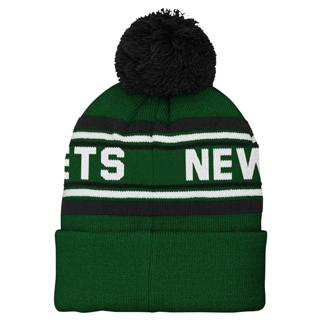 New York Jets Youth Jacquard Cuffed Knit Hat with Pom - Green - NFL