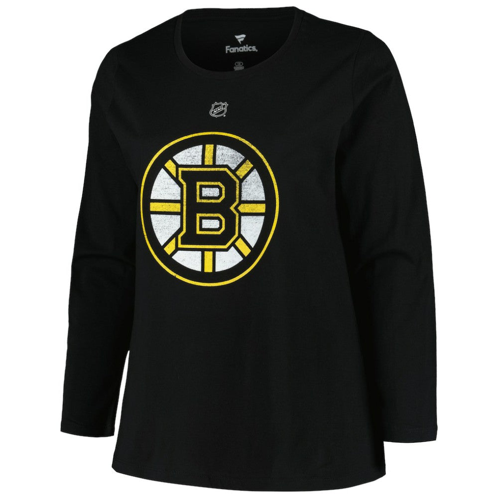 Boston Bruins Profile Women's Plus Size Distressed Printed Name & Number Long Sleeve T-Shirt - Black | NHL on sale