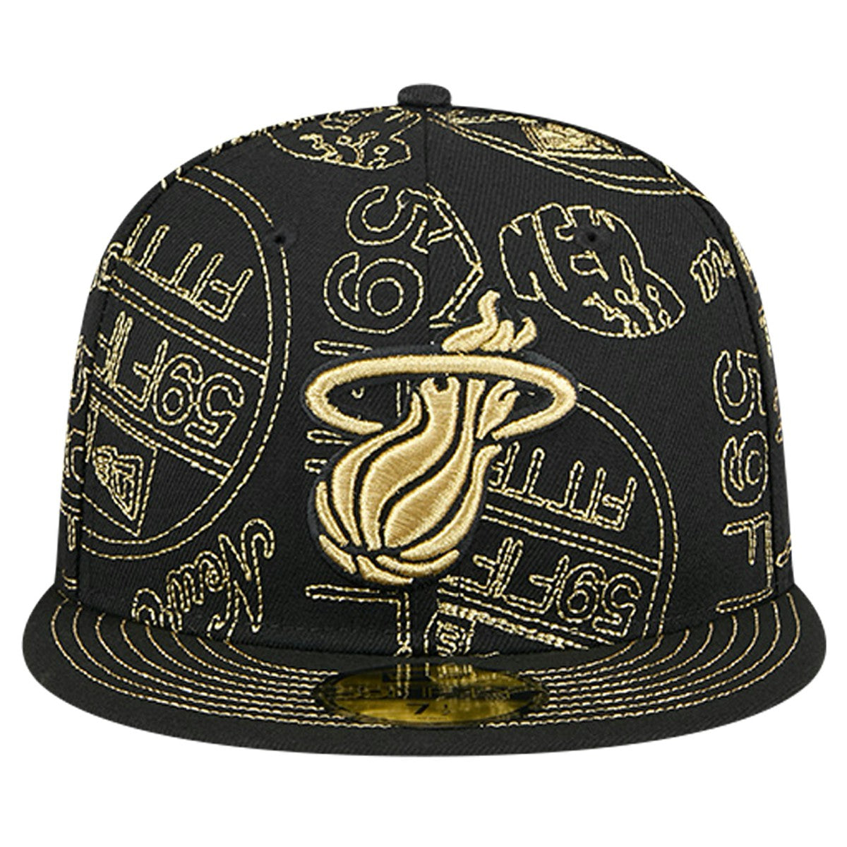 New Era Miami Heat 59FIFTY Day Allover Print Stencil Fitted Hat Black