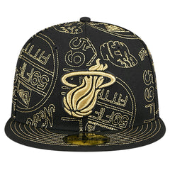 New Era Miami Heat 59FIFTY Day Allover Print Stencil Fitted Hat Black
