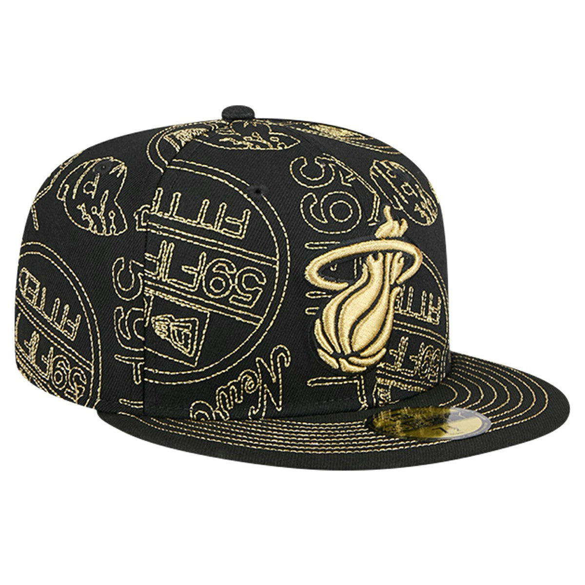 New Era Miami Heat 59FIFTY Day Allover Print Stencil Fitted Hat Black