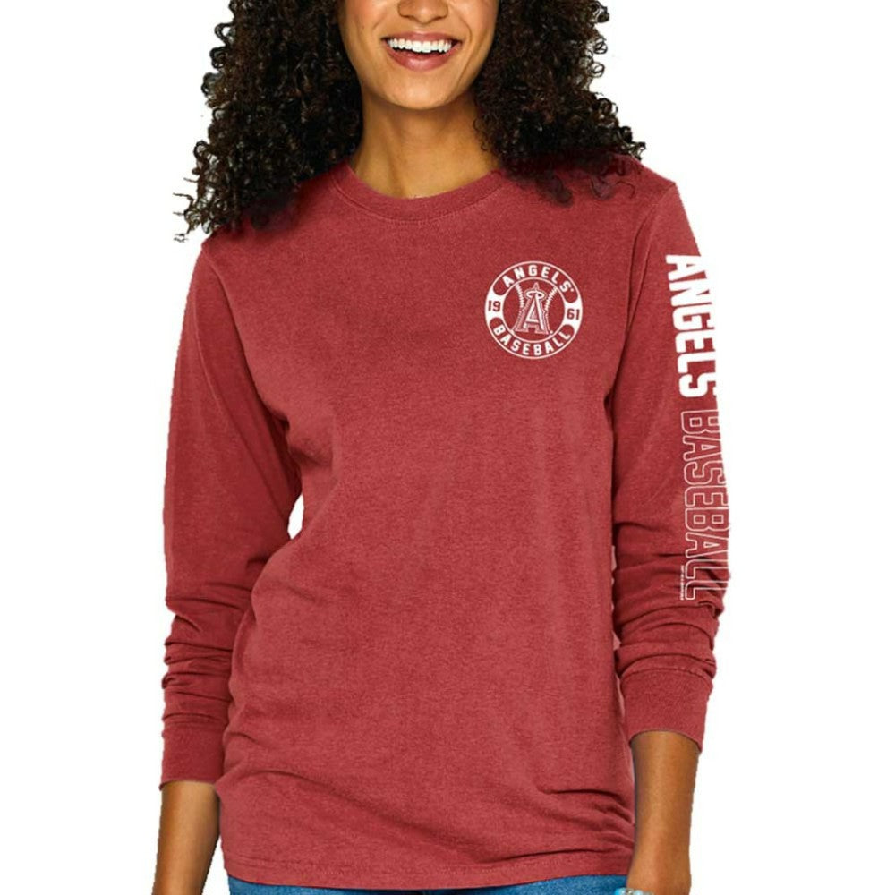 Los Angeles Angels Soft as a Grape Women's Pigment-Dyed Long Sleeve T-Shirt Sale