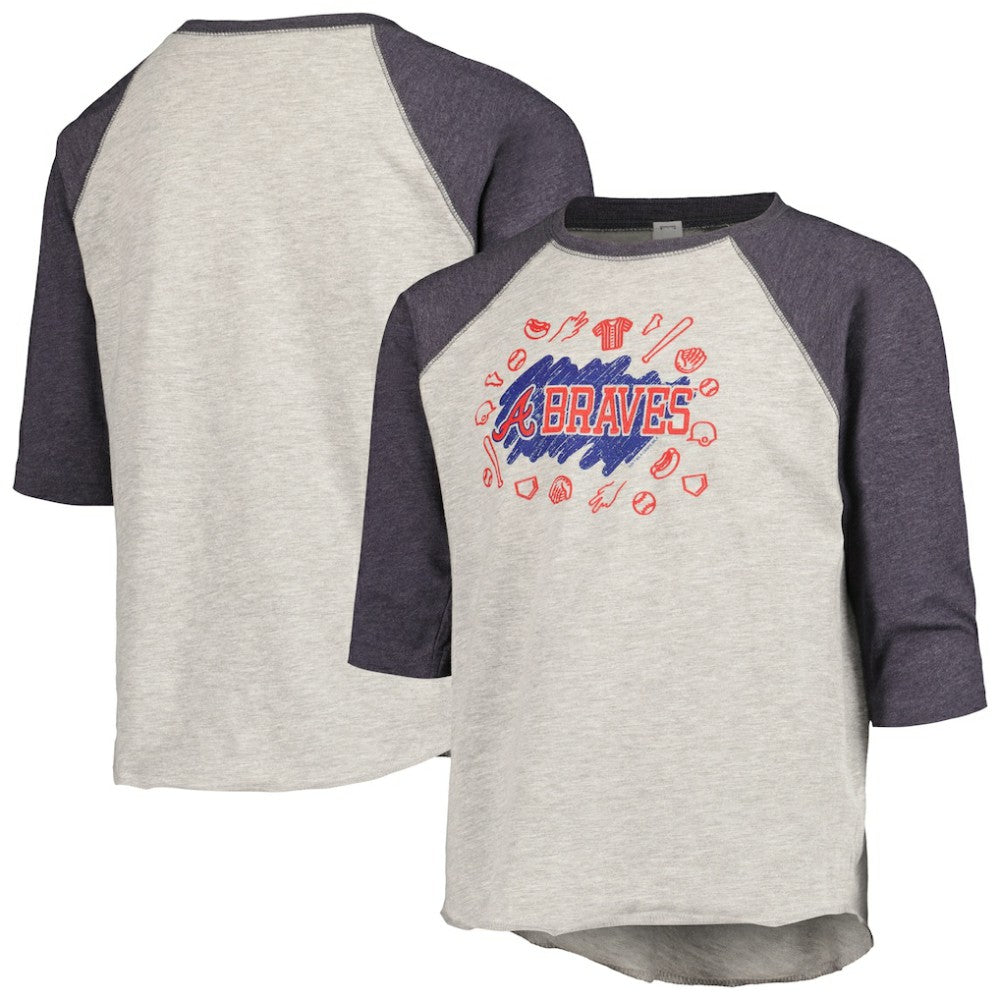 Atlanta Braves Soft as a Grape Youth Raglan 3/4 Sleeve T-Shirt Sale