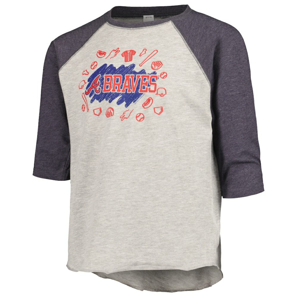 Atlanta Braves Soft as a Grape Youth Raglan 3/4 Sleeve T-Shirt Sale