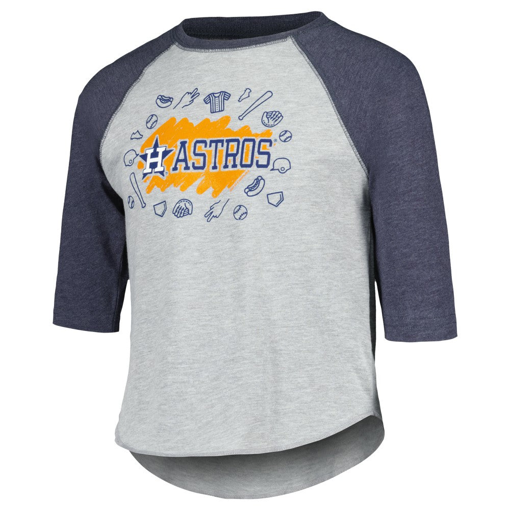 Houston Astros Soft as a Grape Youth Raglan 3/4 Sleeve T-Shirt for sale