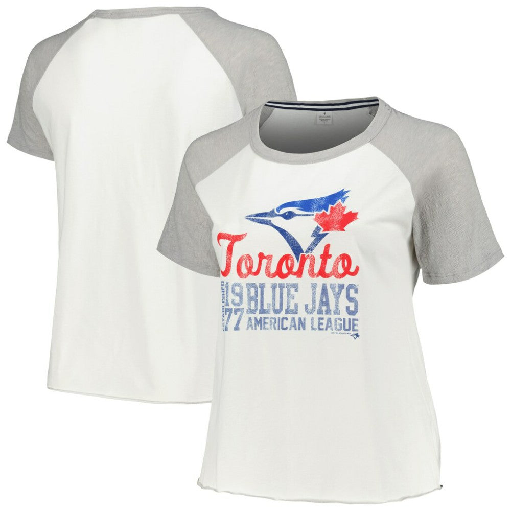 Toronto Blue Jays Soft as a Grape Women's Plus Size Baseball Raglan T-Shirt for sale